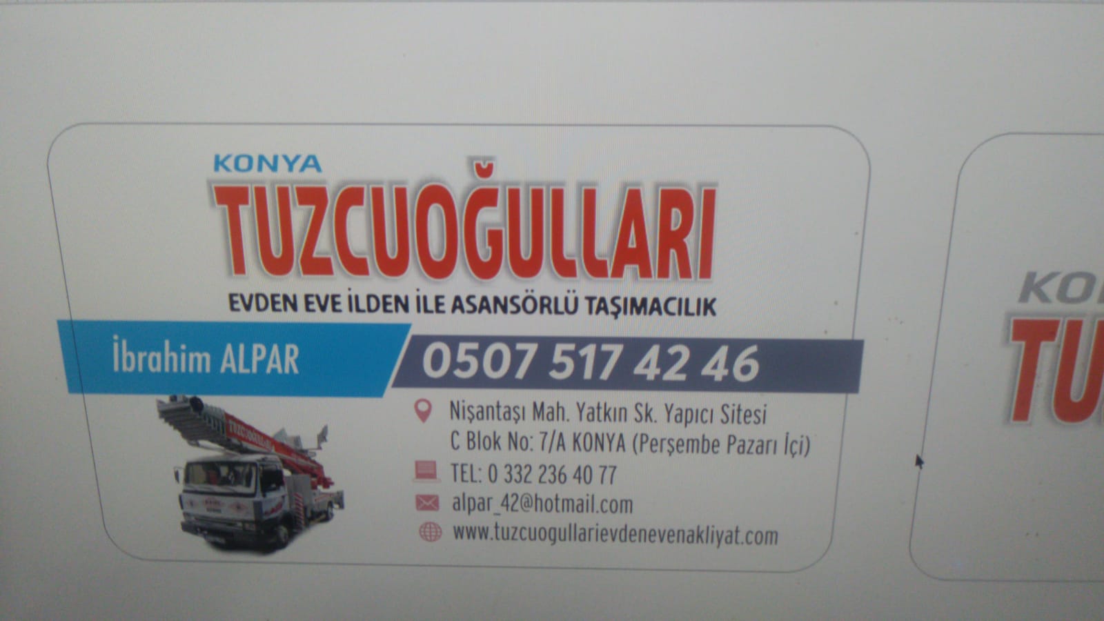 Konya Tuzcuogulları evden eve asansörlü nakliyat